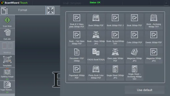 ScanWizard 预设模板界面