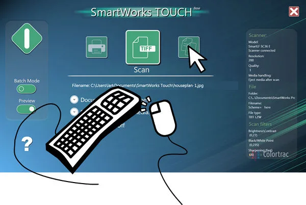 Colortrac SmartWorks Touch 鼠标键盘操作