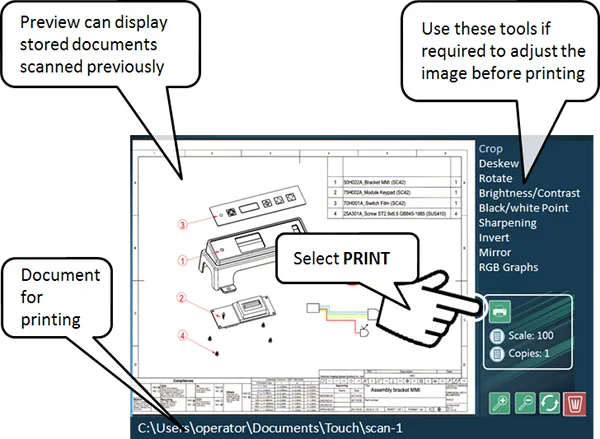 Colortrac Touch PRINT 文件预览打印
